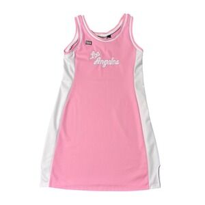 NBA Hardwood Classics Jersey Dress Womens L Pink Los Angeles Lakers Y2K Retro